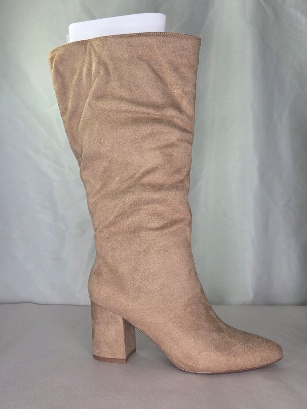 Journee Collection Ameylia Block Heel Knee High Boots - Beige, Size: 9 M